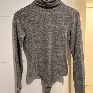 Madewell Gray Turtleneck Bodysuit